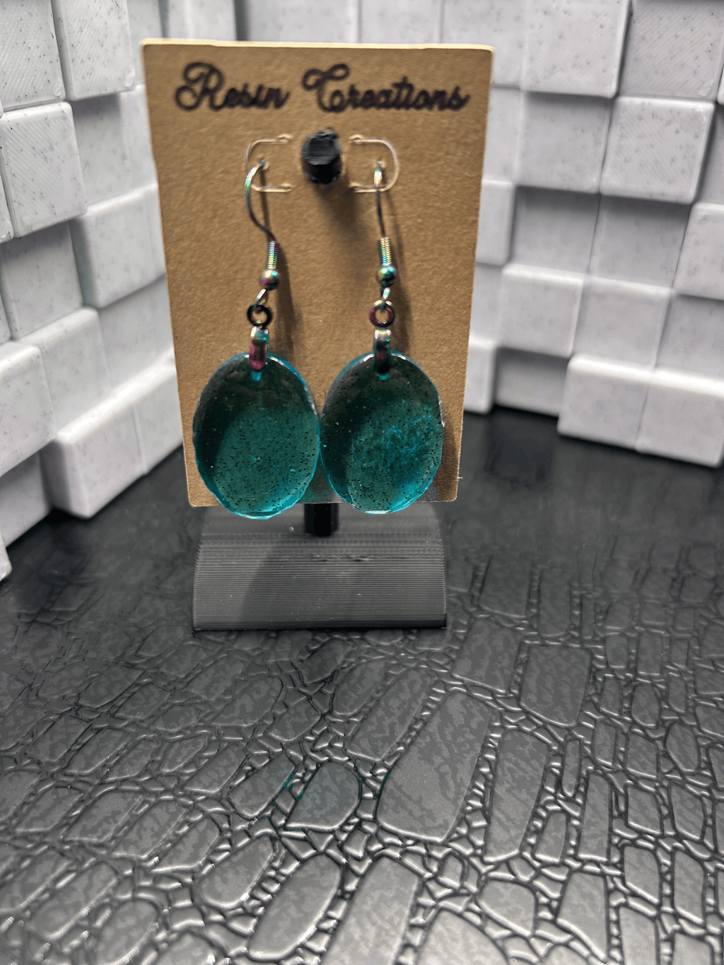 Blue Oval Earrings
