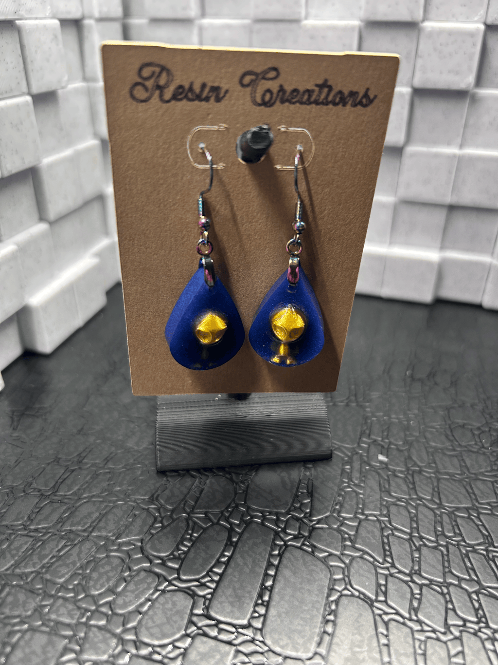 Blue Teardrop Aliens Earrings