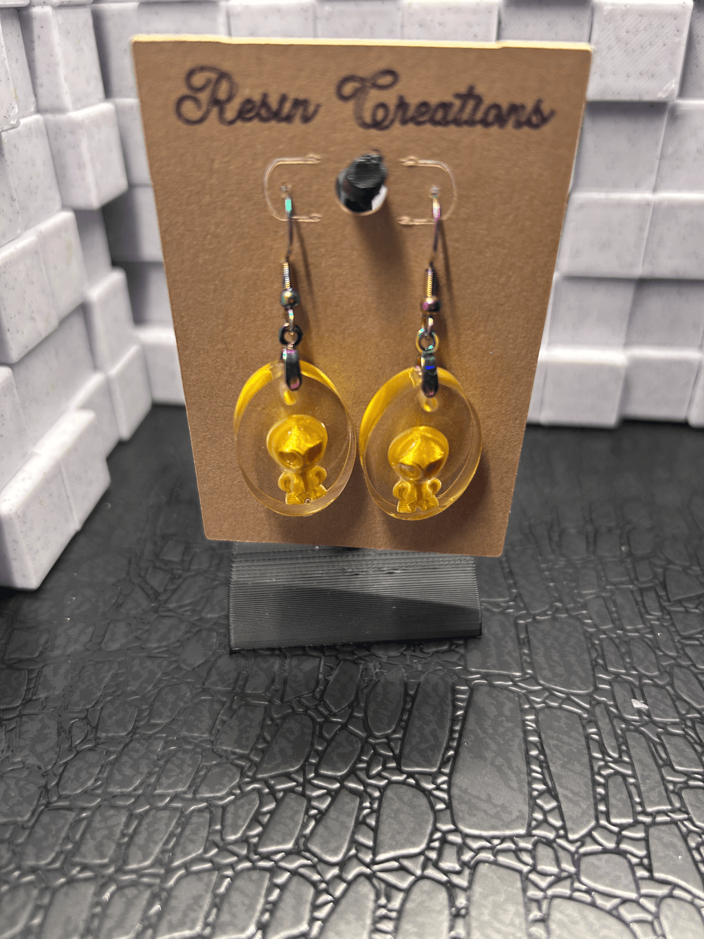 Clear Oval Aliens Earrings