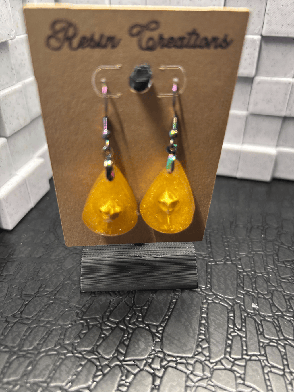 Gold Teardrop Aliens Earrings
