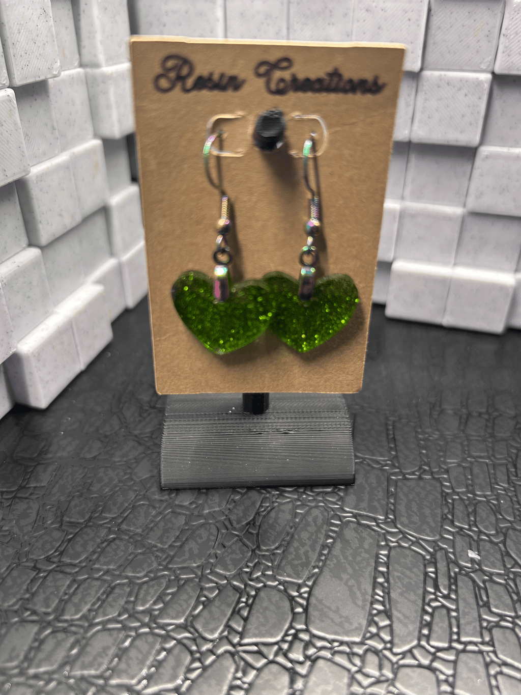Green Hearts Earrings