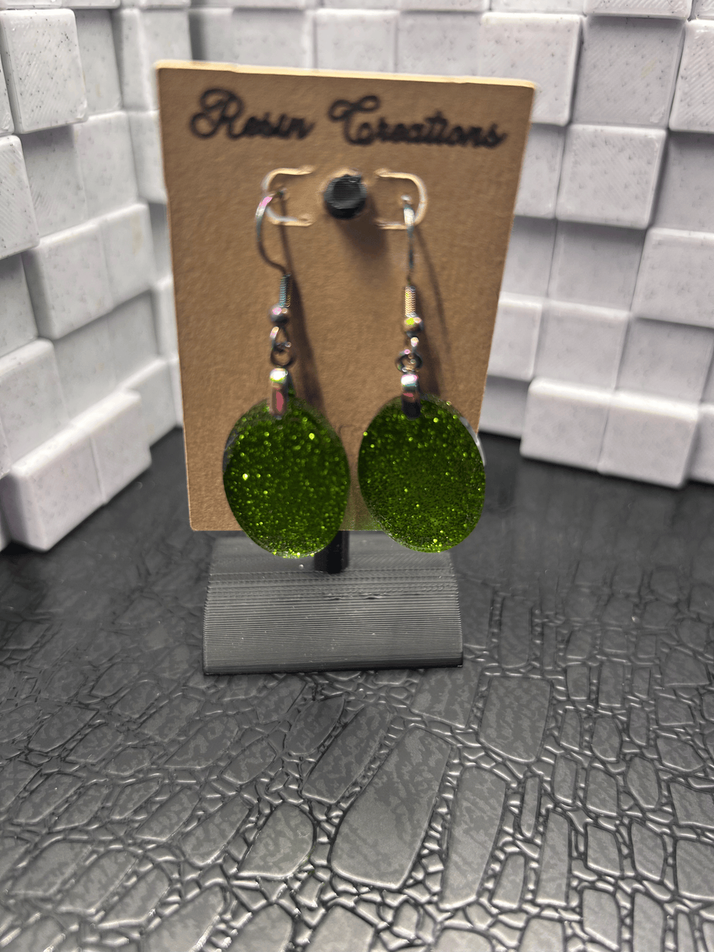 Green Oval Earrings