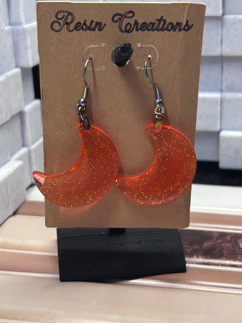Orange Moon Earrings
