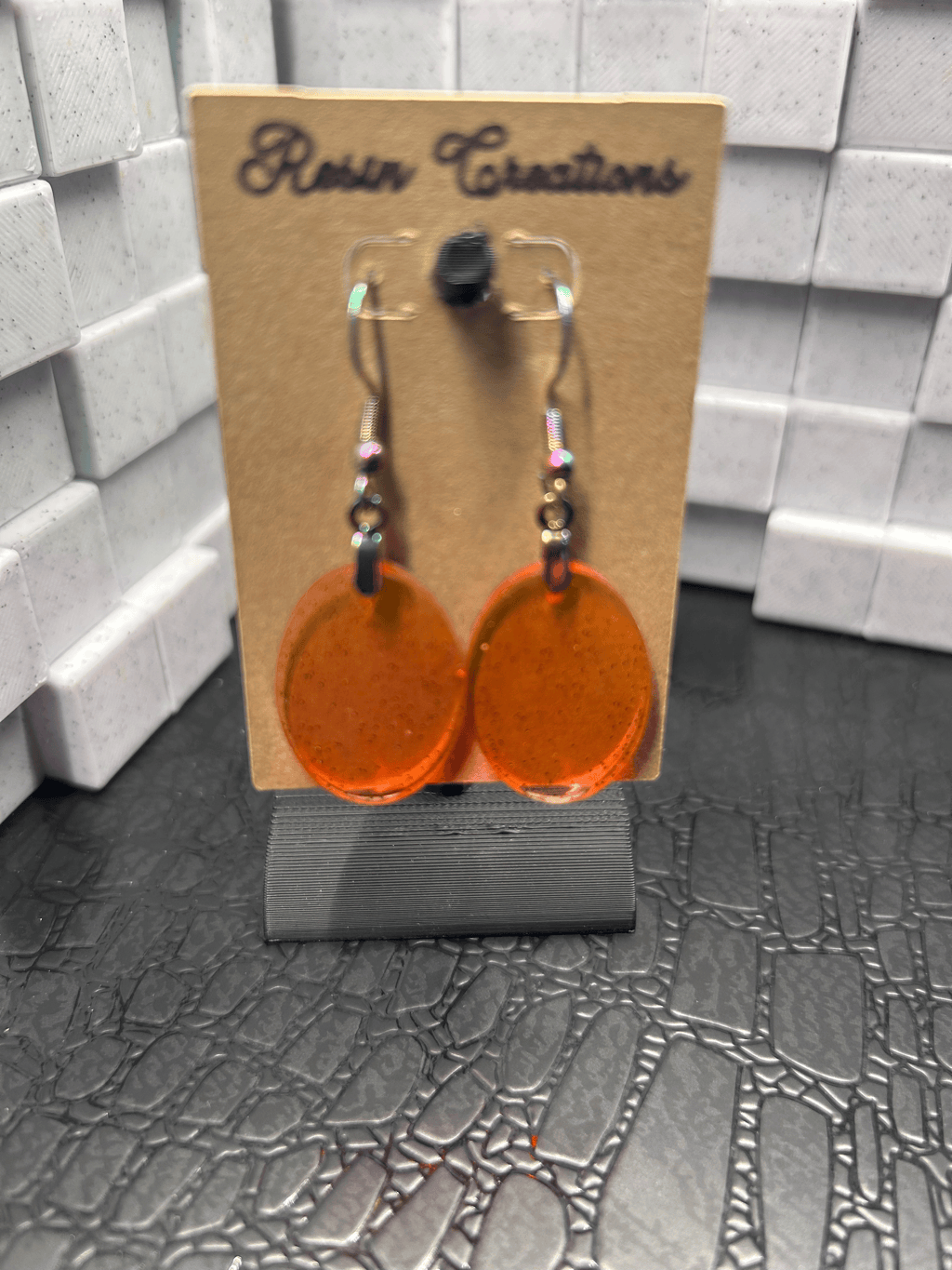 Orange Oval Earrings