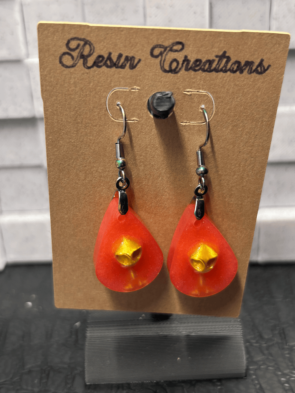 Red Teardrop Alien Earrings