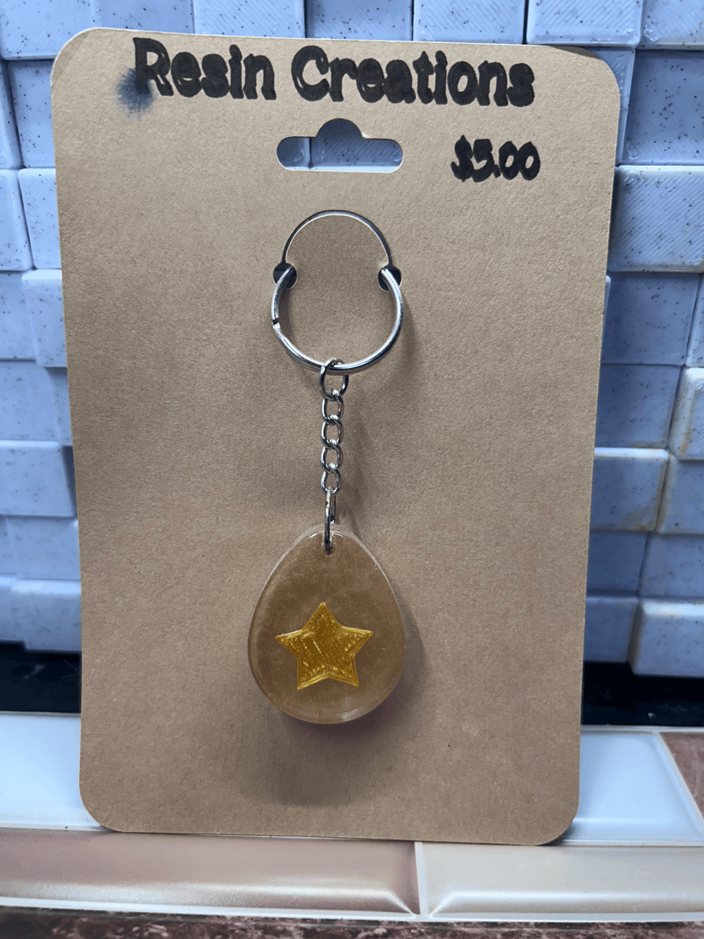 Gold Star Teardrop Keychain