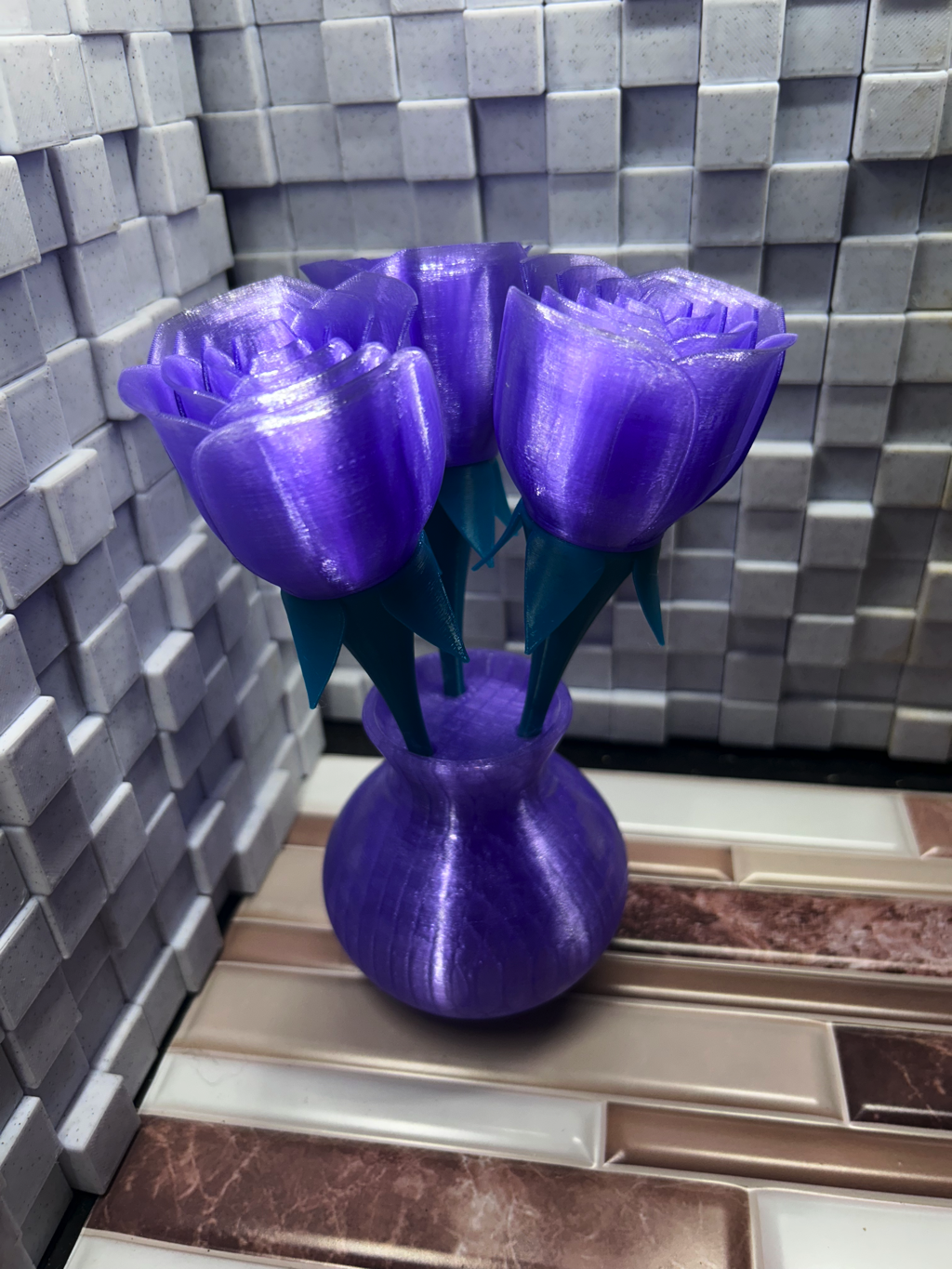 Purple Vase with Purple Roses