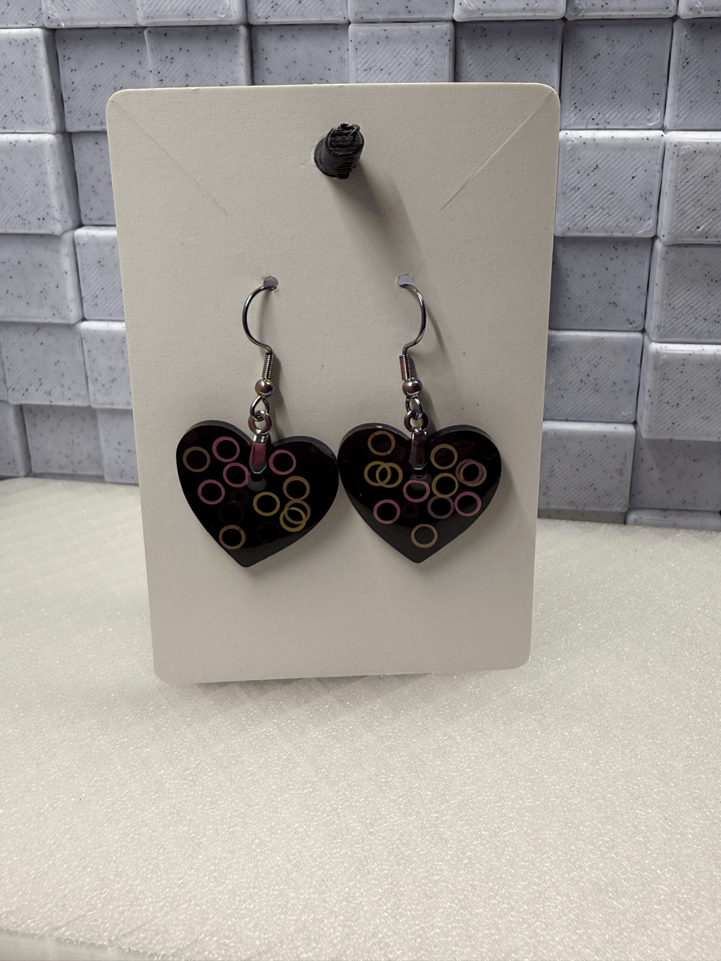 Black Heart Circles Earrings