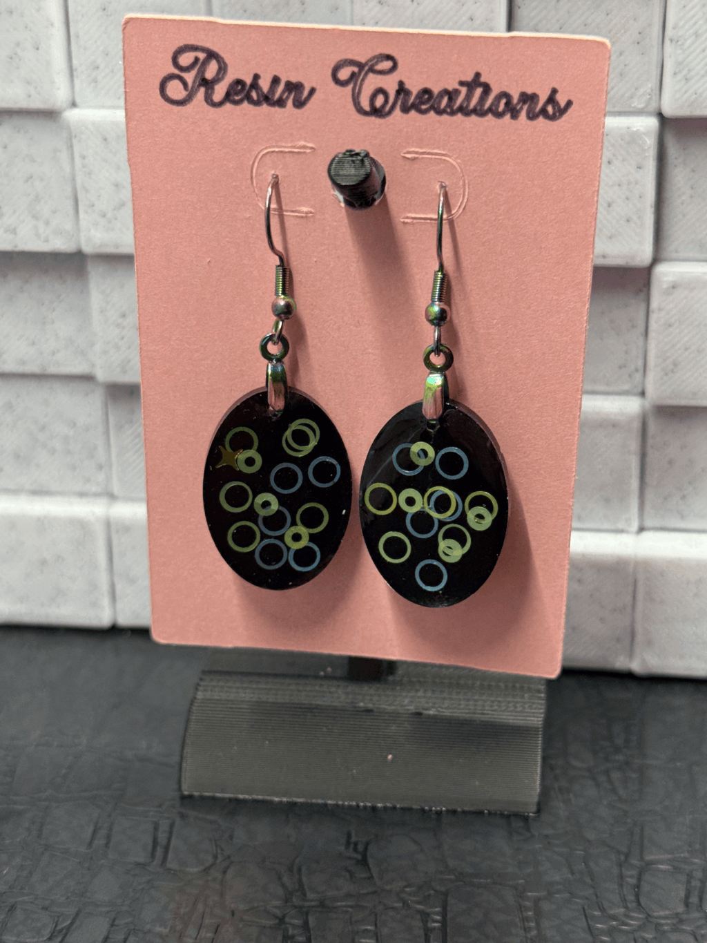 Black Oval Circles Earrings