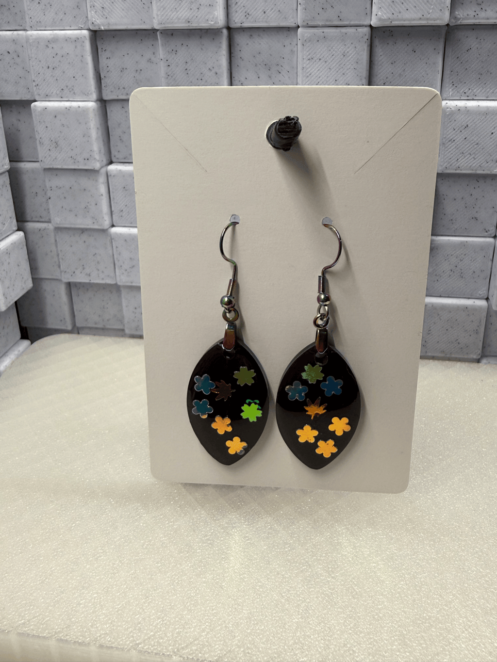 Black Oval Stars Earrings