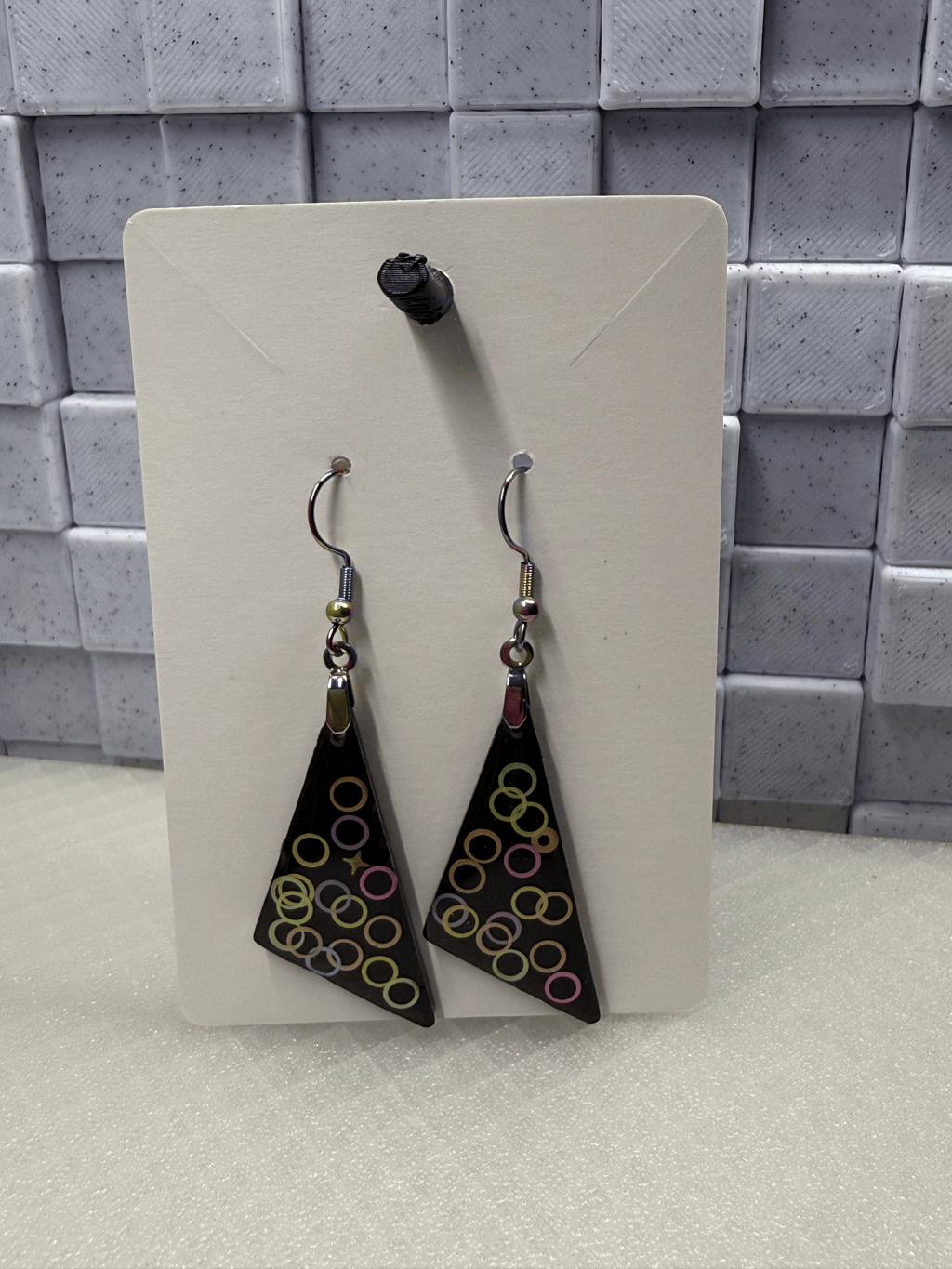 Black Triangle Circles Earrings