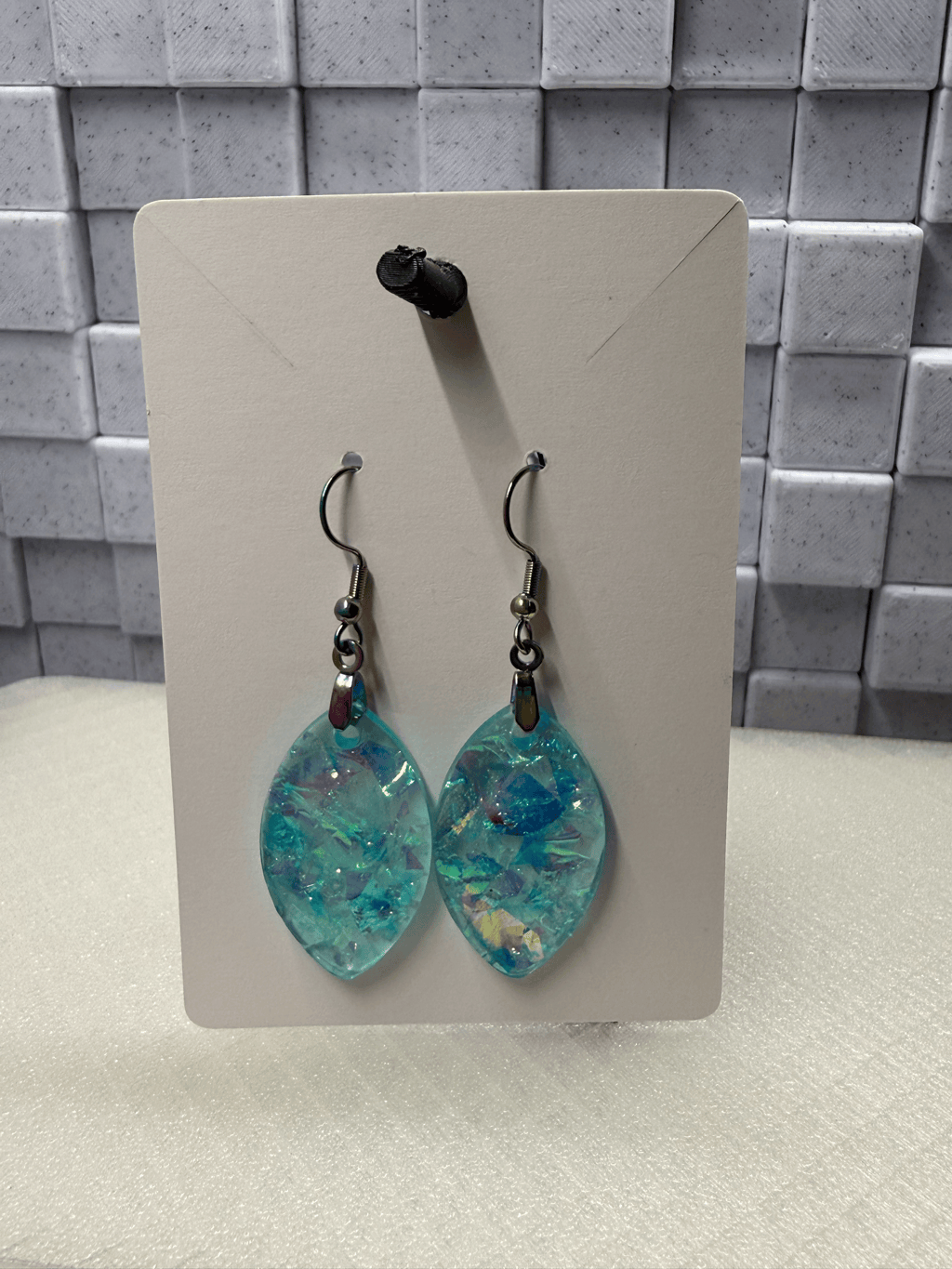 Blue Oval Crystals Earrings