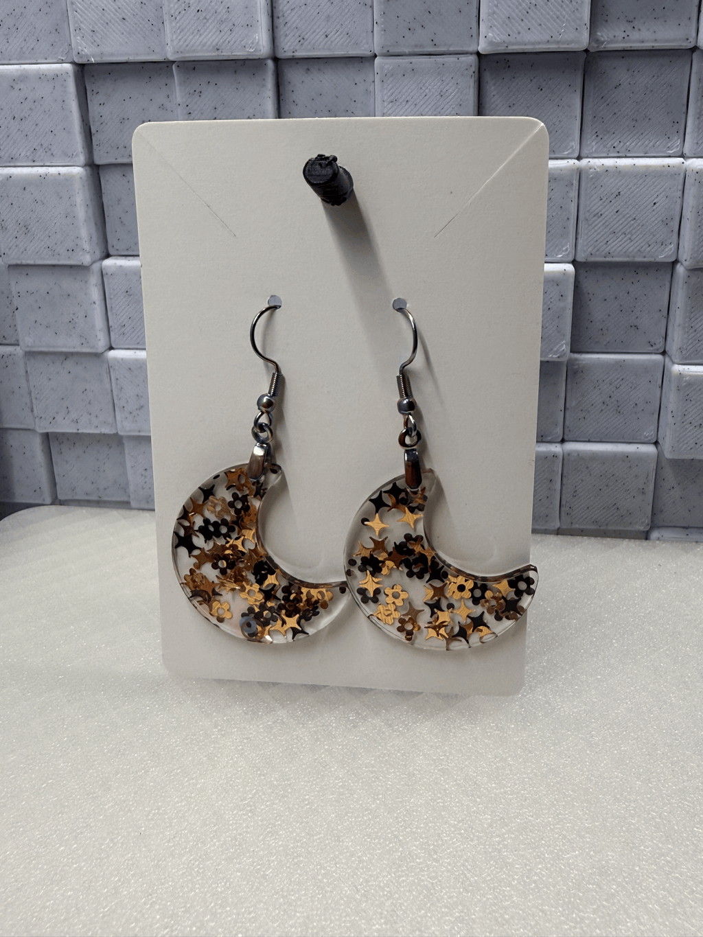 Clear Moon Stars Earrings
