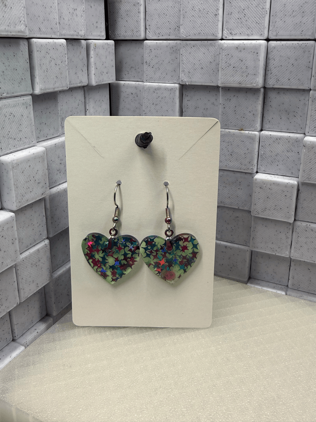 Green Heart Stars Earrings