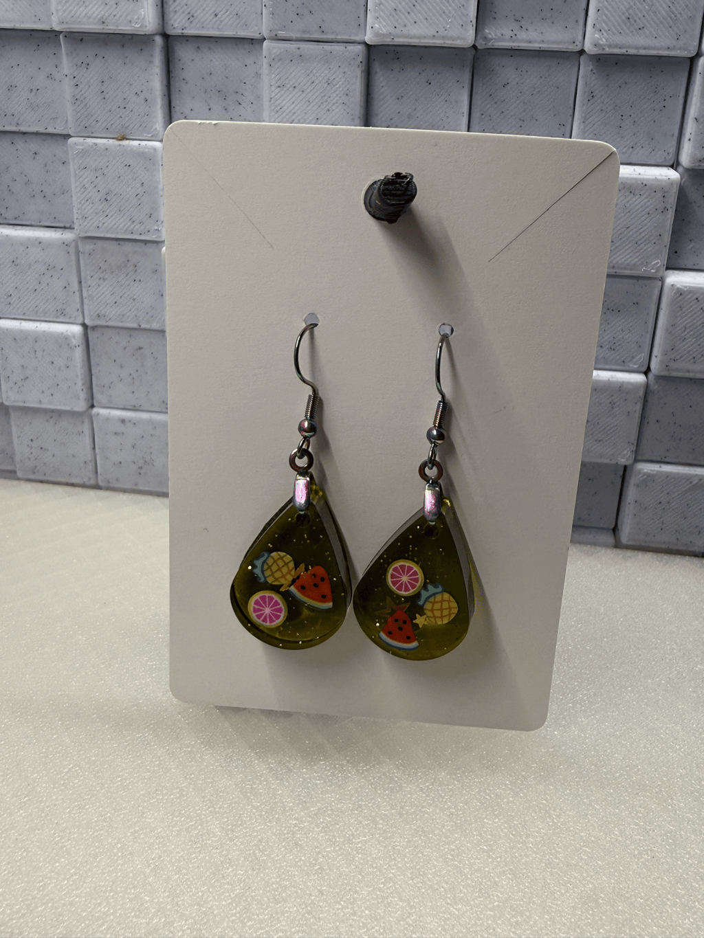 Olive Teardrop Fruit Earrings