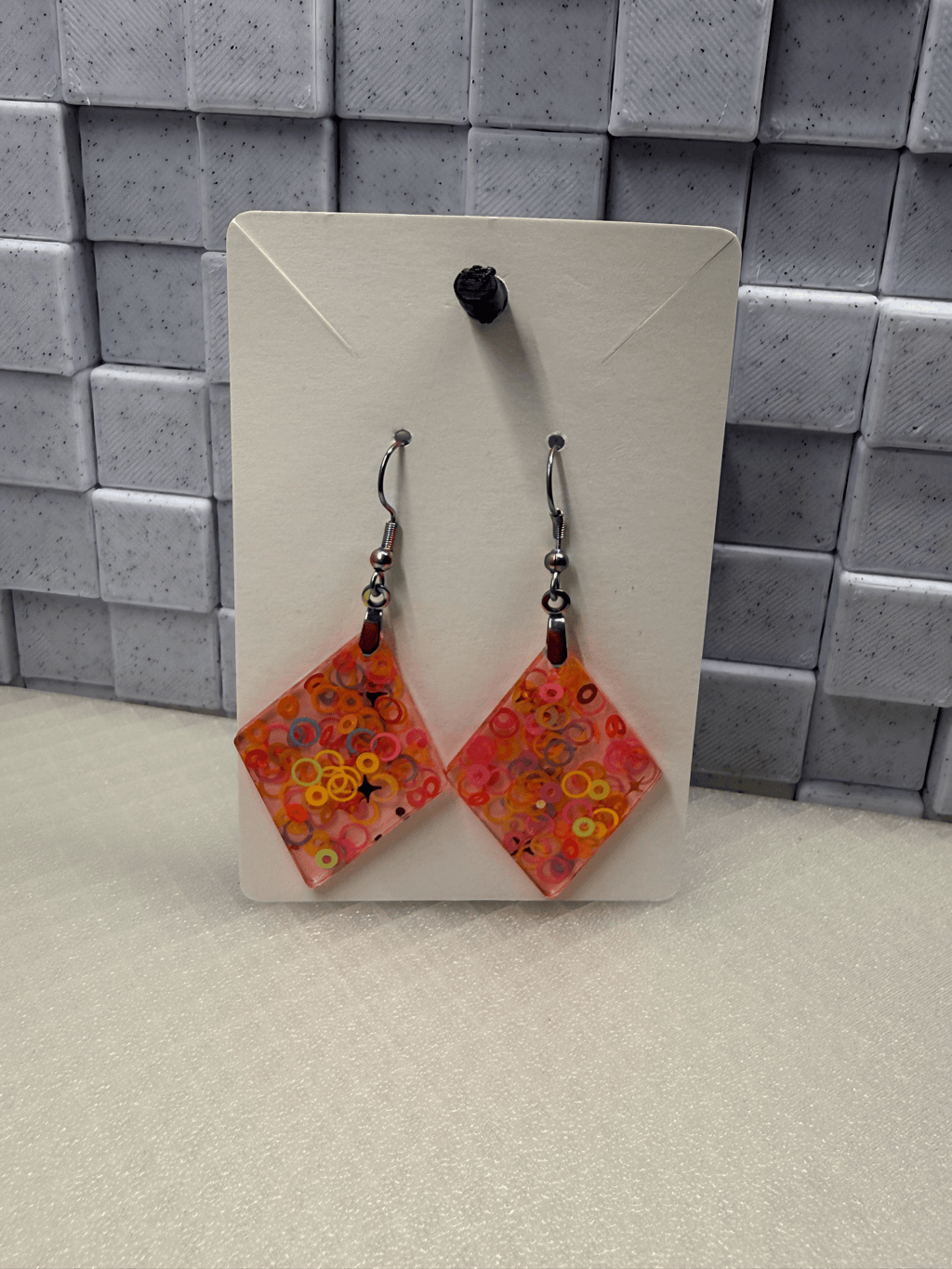 Red Diamond Circles Earrings