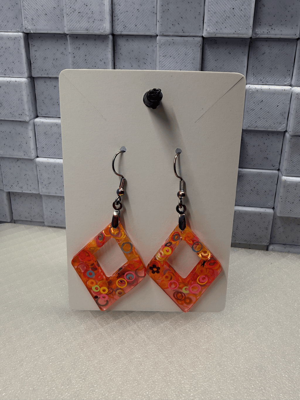 Red Diamond Circles Earrings