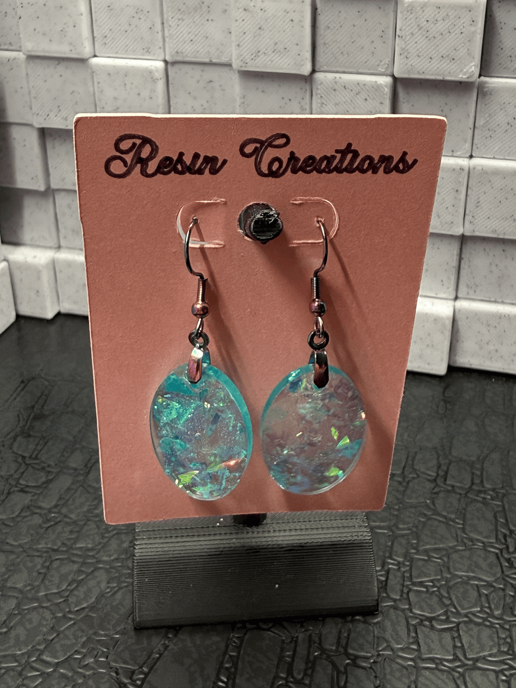 Teal Oval Crystals Earrings