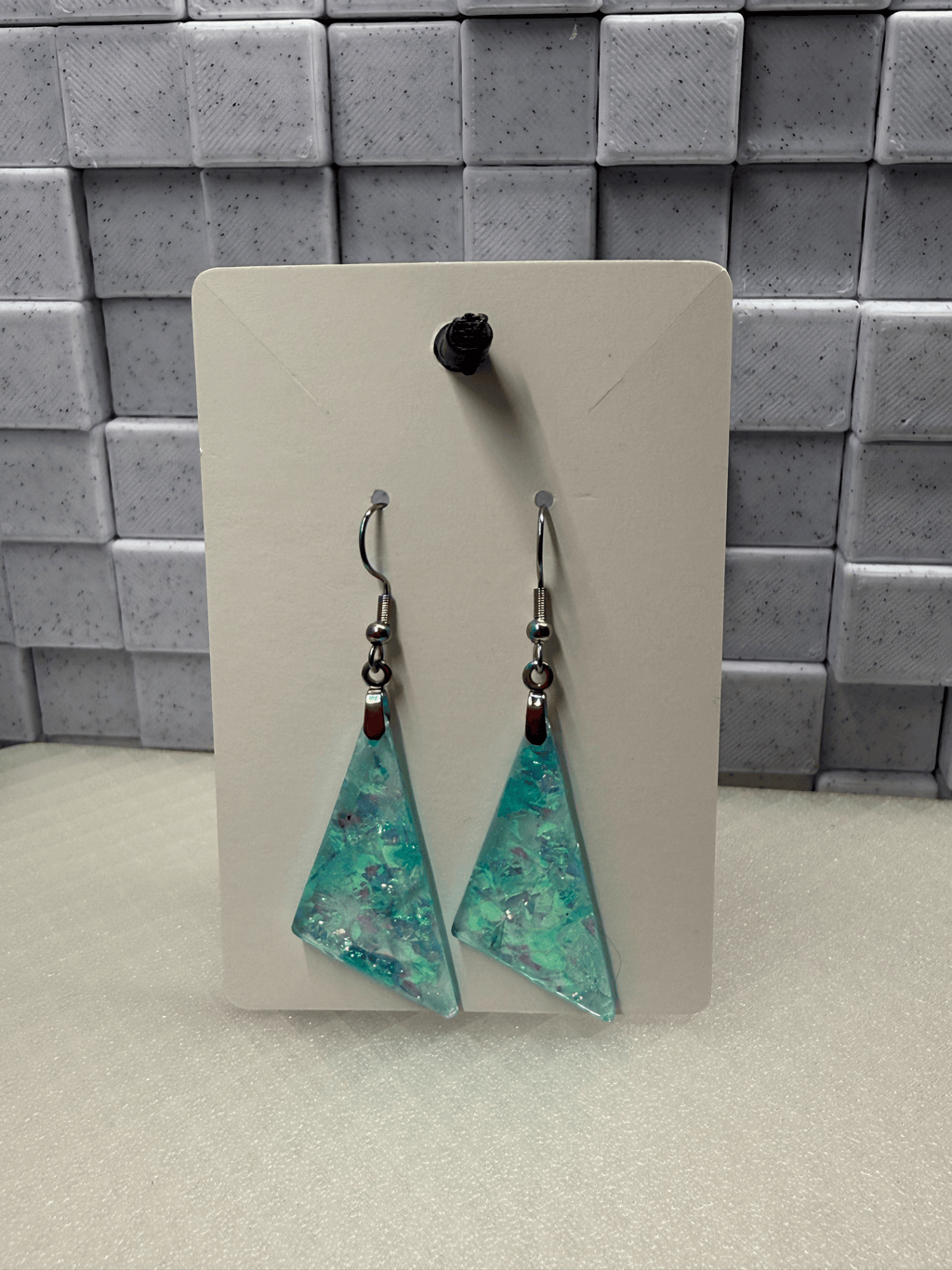 Teal Trianles Earrings