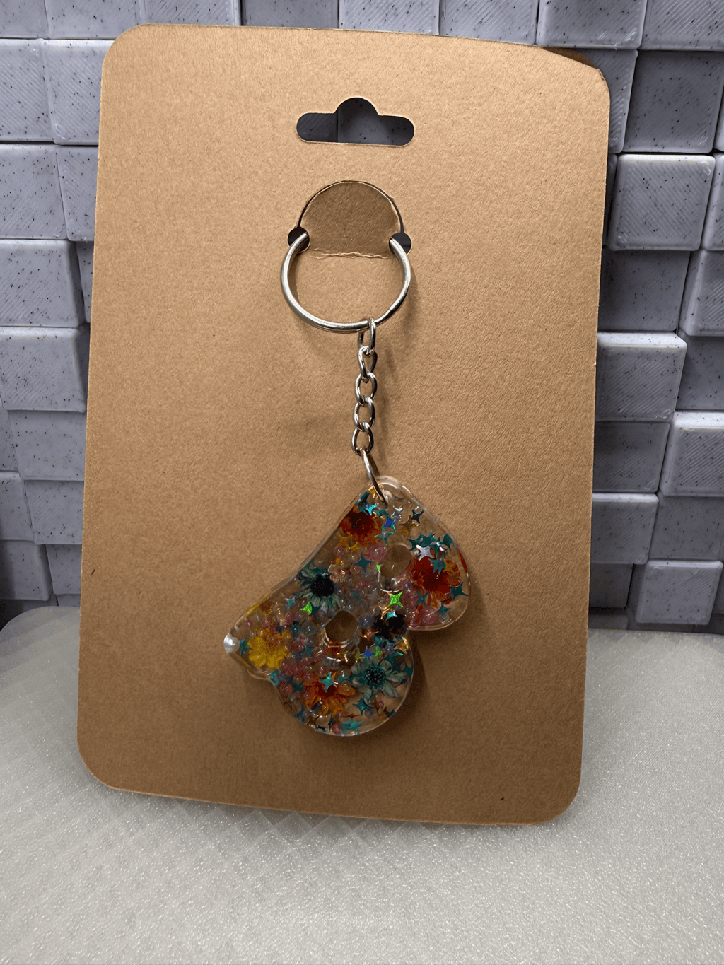 Clear Letter B Keychain