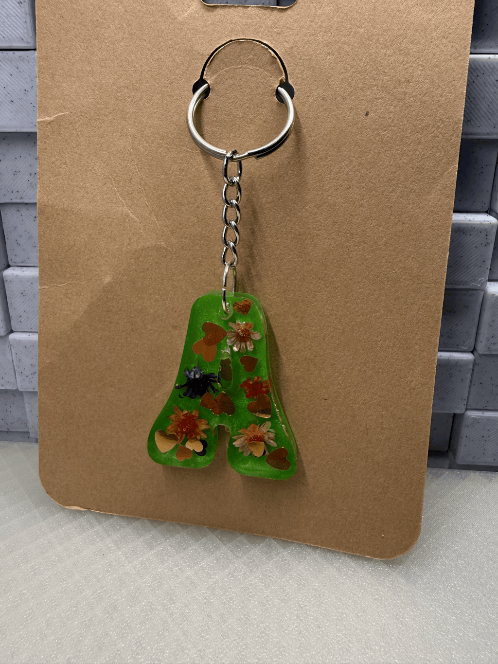 Green Letter A Keychain