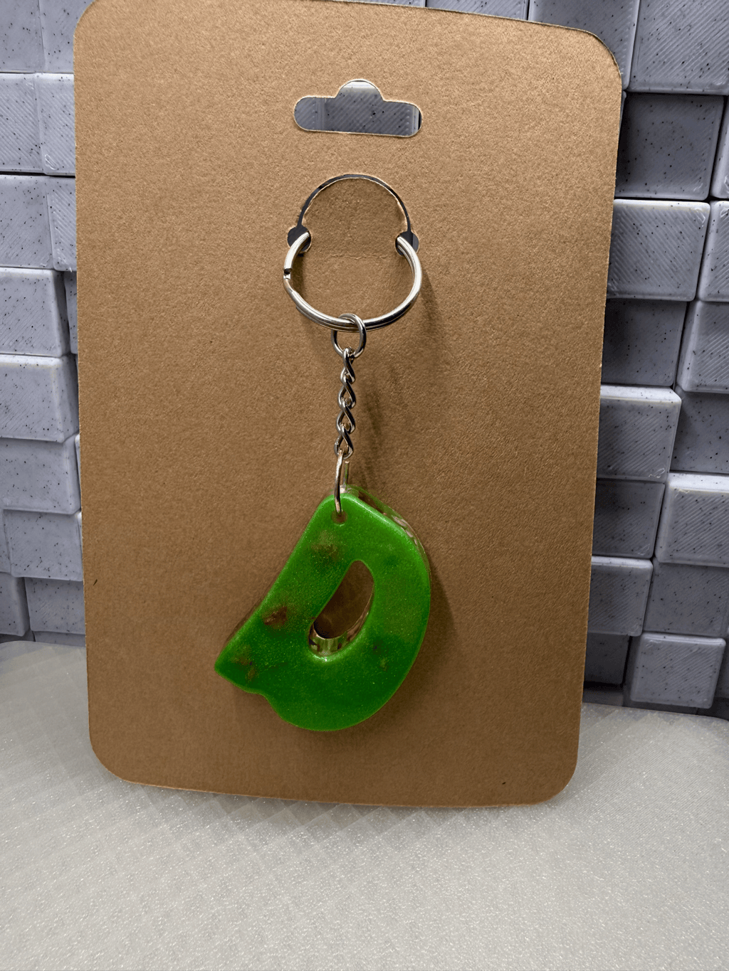 Green Letter D Keychain