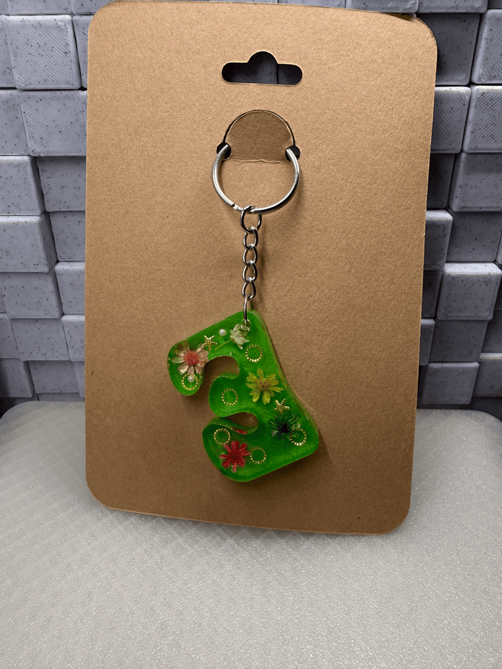 Green Letter E Keychain