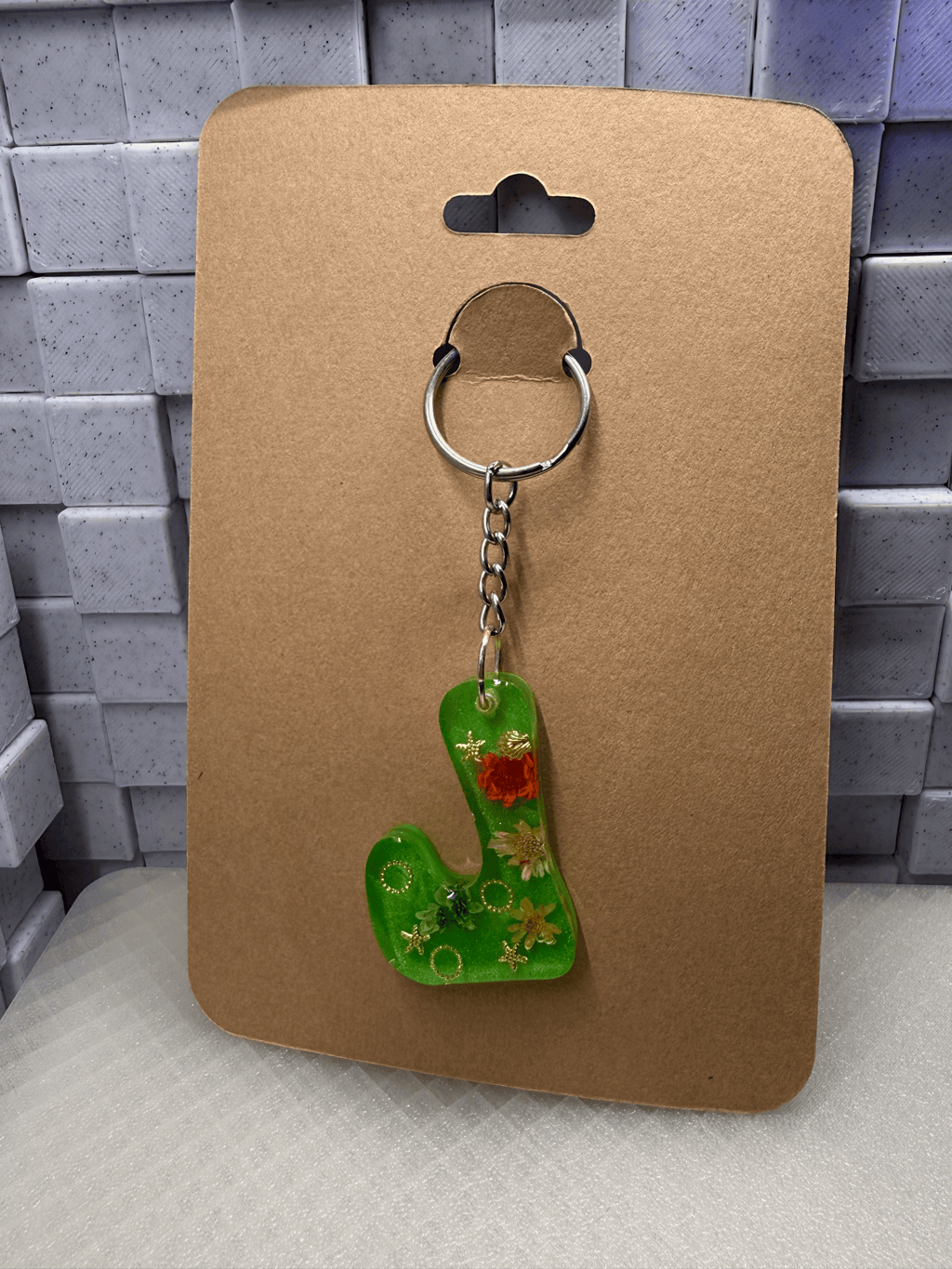 Green Letter L Keychain