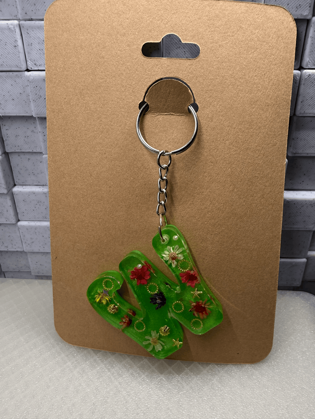 Green Letter W Keychain