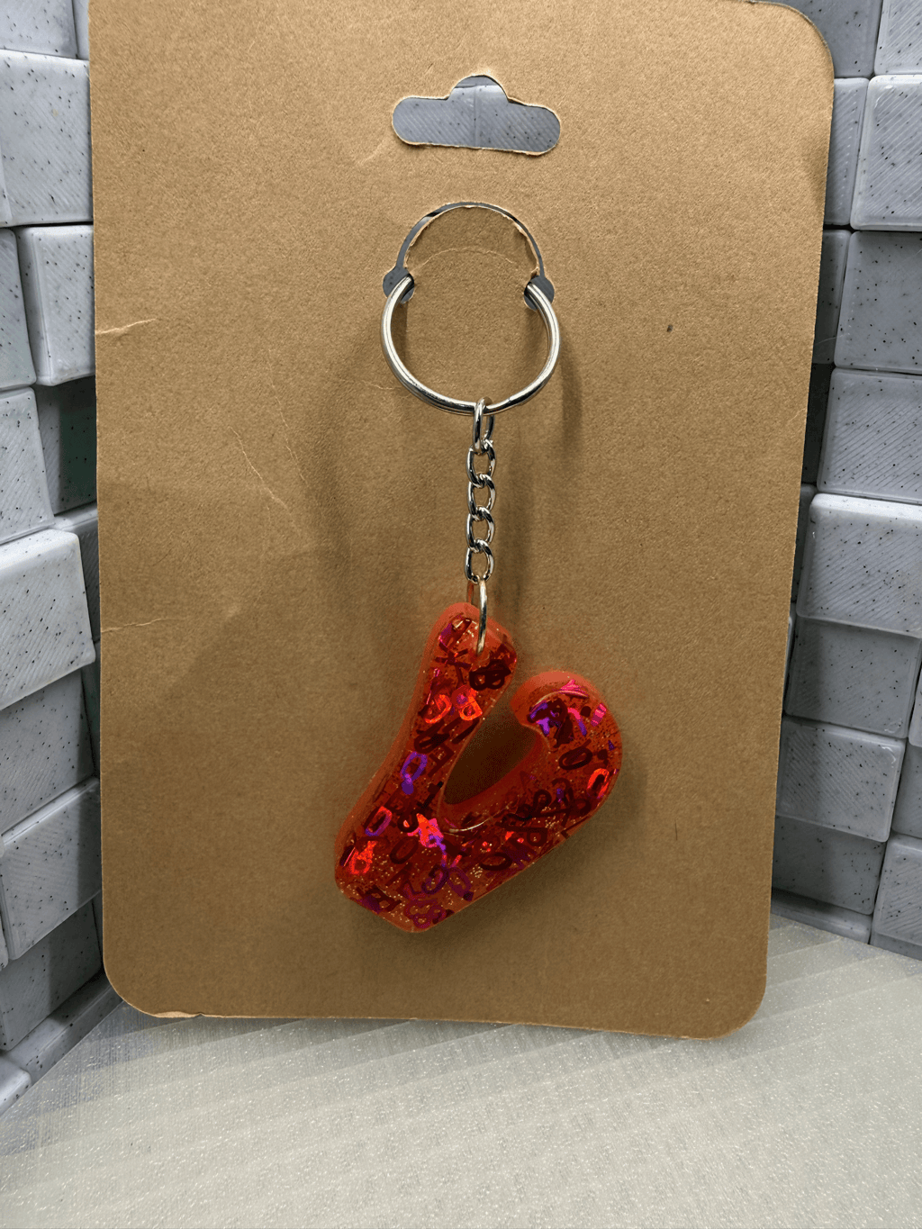 Red Letter V Keychain